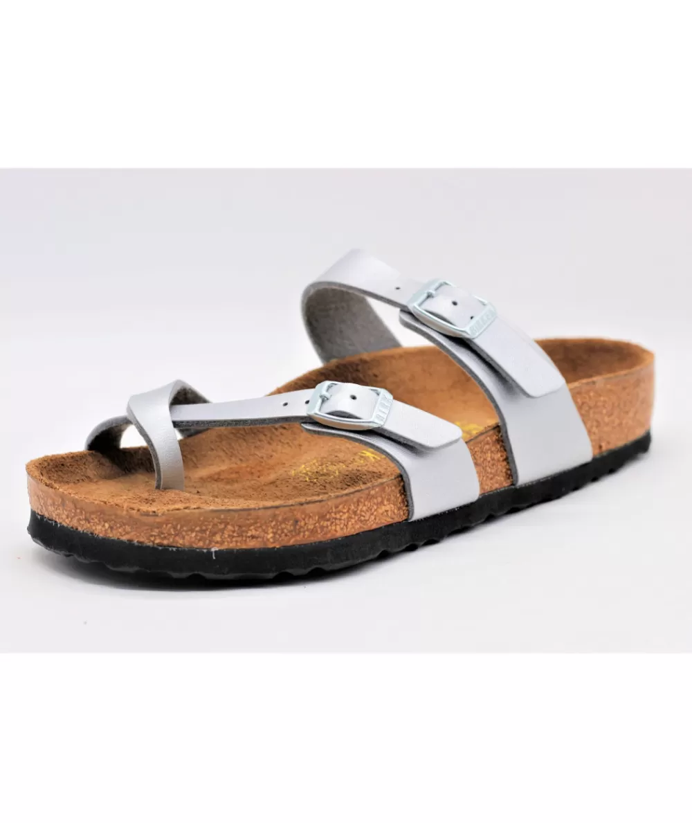 Women birkenstock Mules- Mayari Birko-Flor Silver