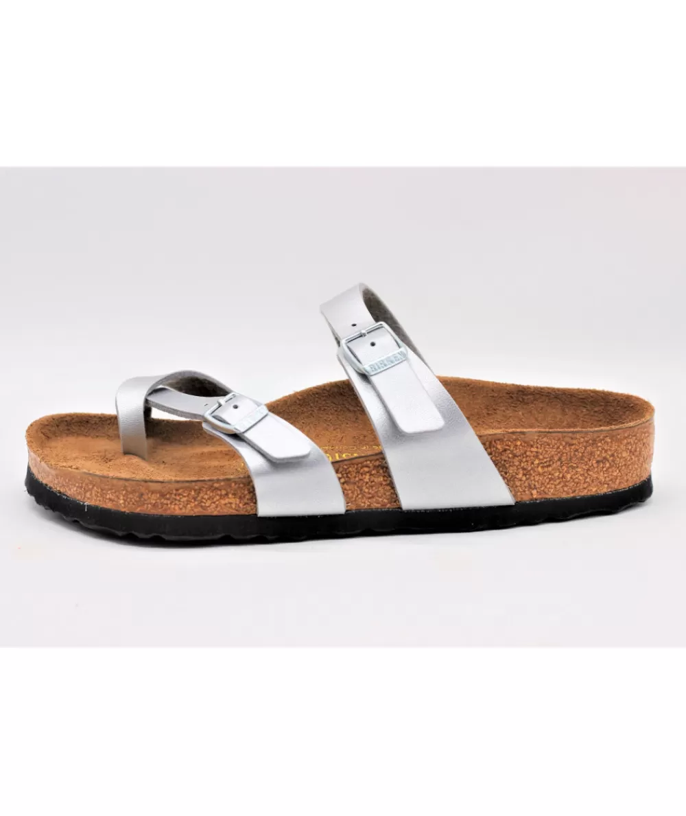 Women birkenstock Mules- Mayari Birko-Flor Silver