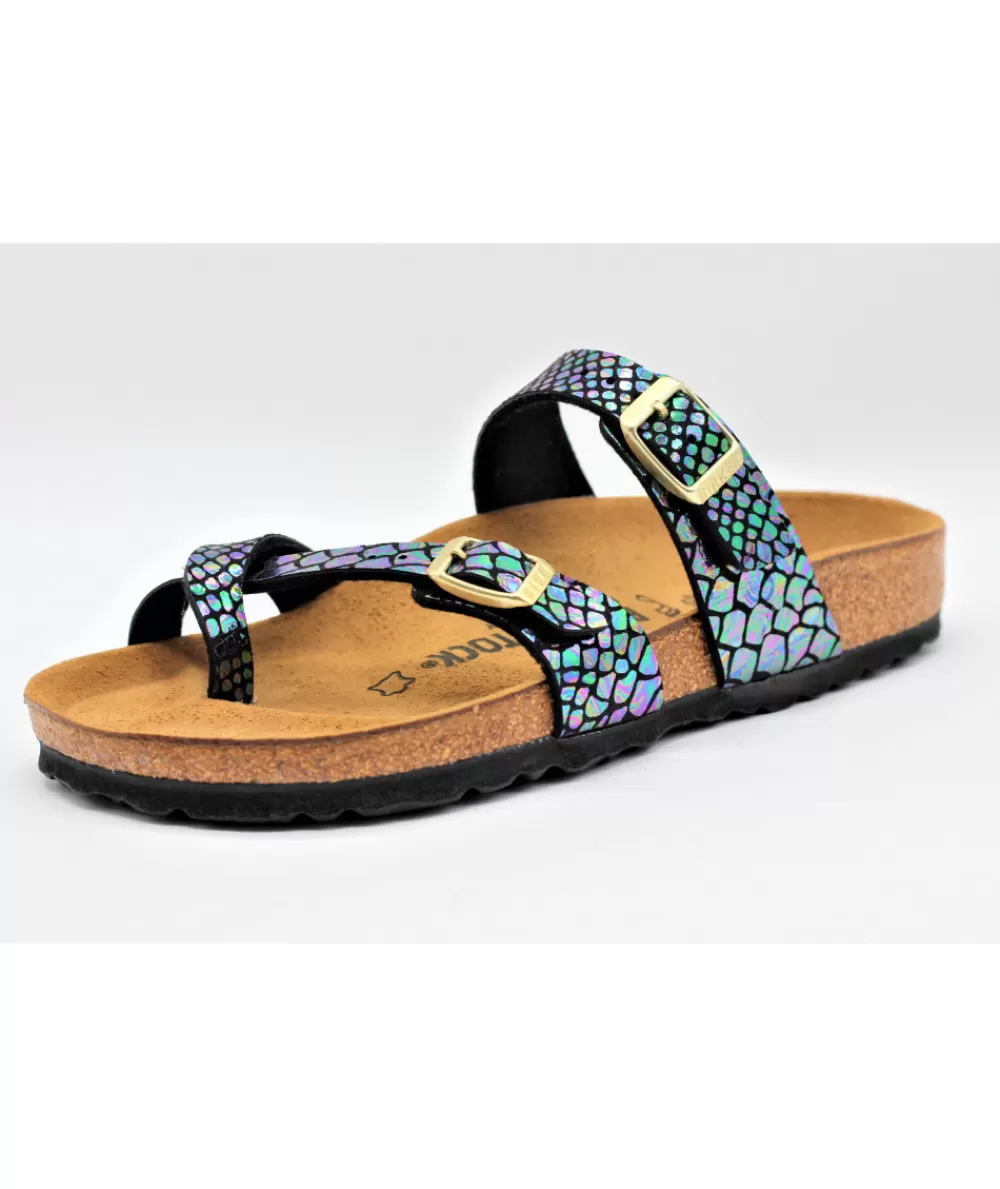 Women birkenstock Mules- Mayari Shiny Snake Black